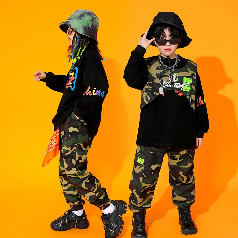 

New year's Day children's camouflage suit, boys' hip hop hip hop performance suit, girls' street bombing hip hop jazz dance