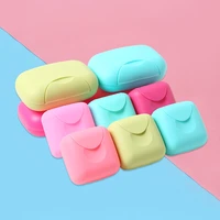 portable soap dishes soap container bathroom acc travel home plastic soap box with cover candy color