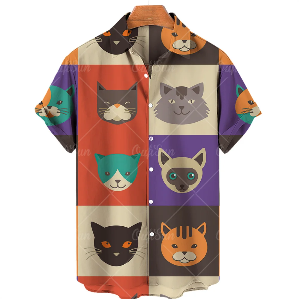 

Hawaiian Shirt Animal Summer Beach Loose Fashion Long-necked Crane Short-sleeved Shirt Oversized Casual Trend All-match Men Top