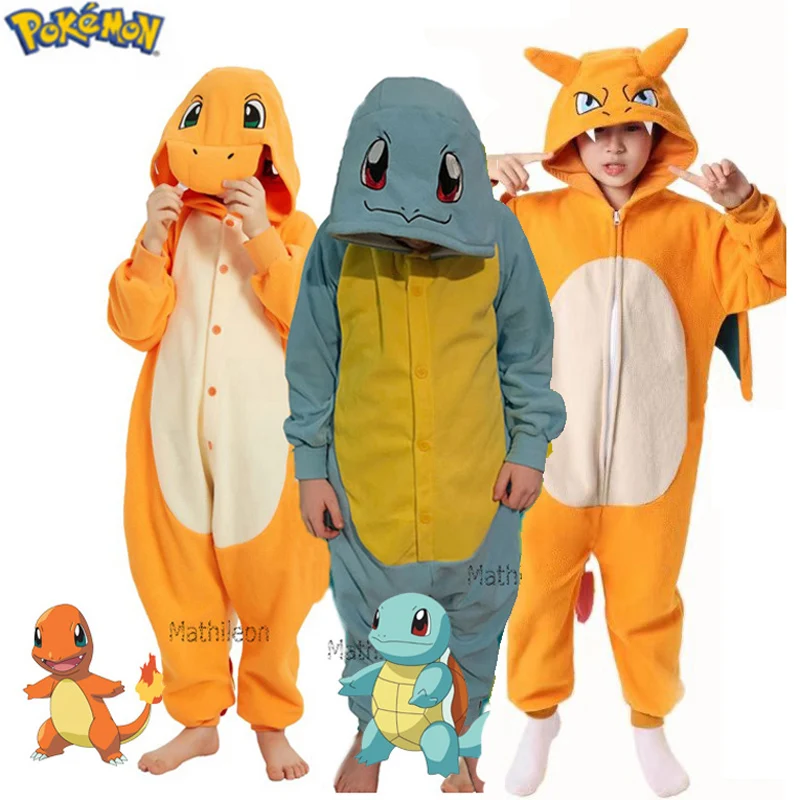 

Pokemon Cosplay Charmander Kids Onesies Gengar Kigurumi Full Body Sleepwear Bulbasaur Whole Pijamas Costume Halloween Chrismas