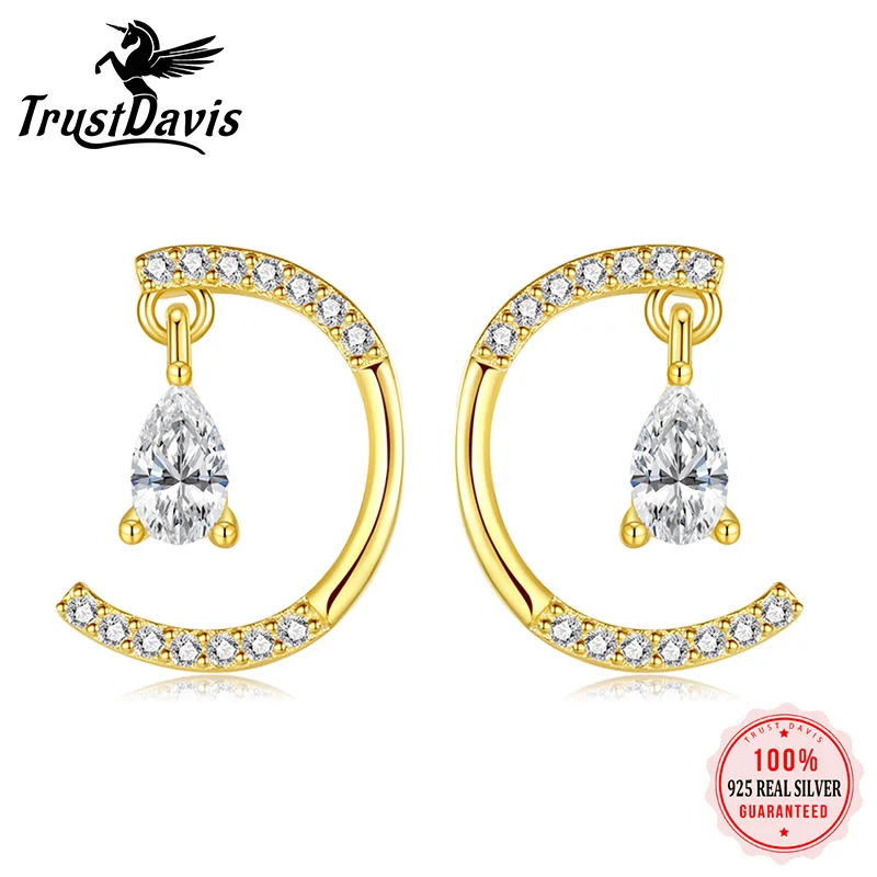 Женские серьги-гвоздики из серебра 925 пробы с цирконом