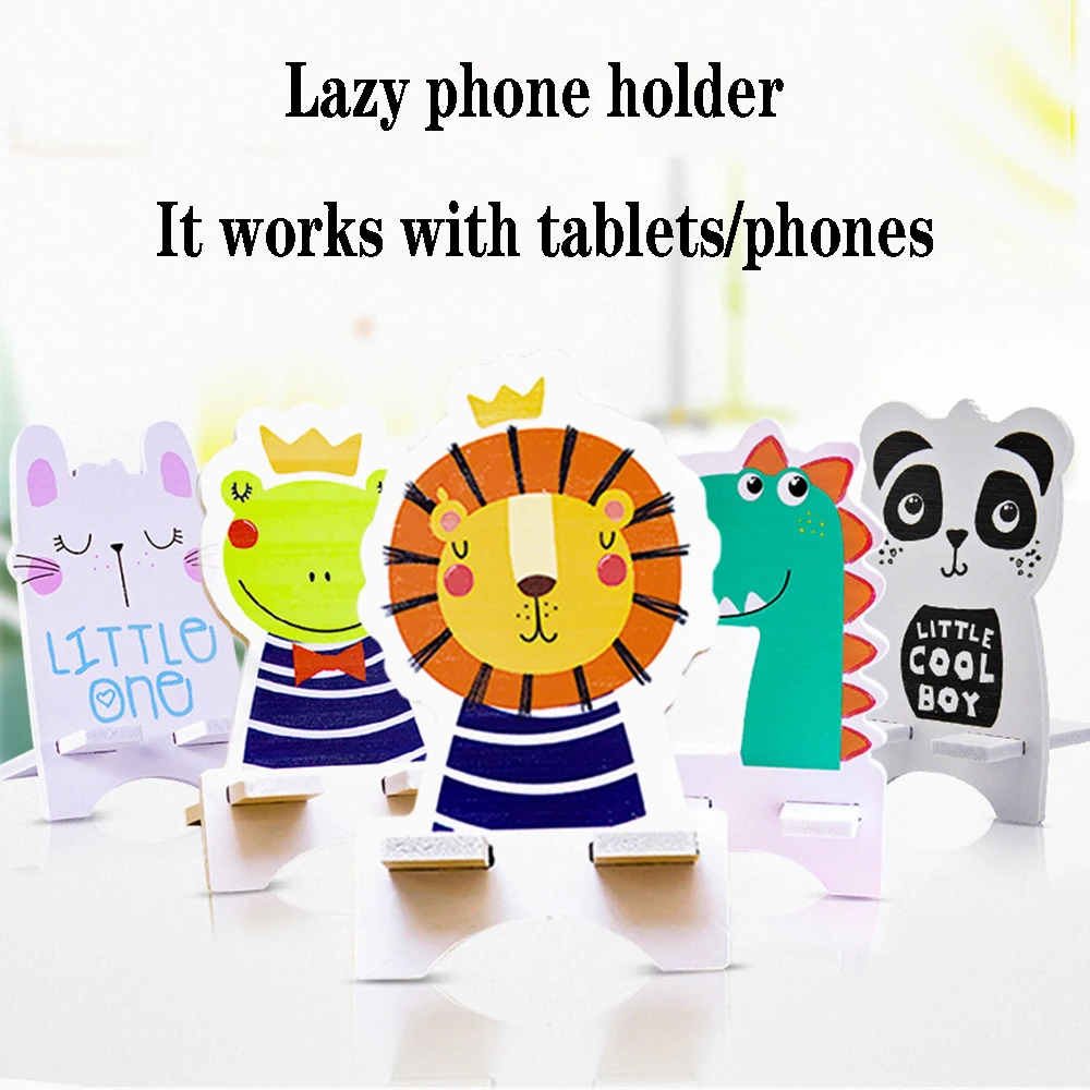 

Lazy cute cartoon mobile phone holder artifact bedside desktop simple mobile phone holder tablet wooden mobile phone holder