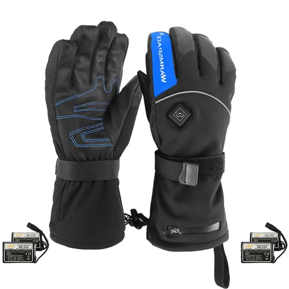

Pu Electric Gloves 4000mah 3 Speed Temperature Adjustment Electric Heating Gloves Wear-resistant Ski Hot Gloves Outdoor Mittens