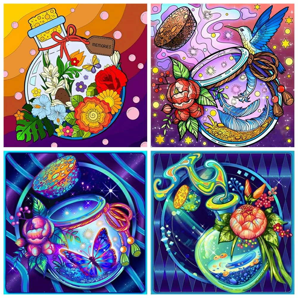 

Алмазная живопись Huacan 5d, новая бутылка, пейзаж, домашний декор, вышивка, мозаика, мультяшный цветок, кристальная картина