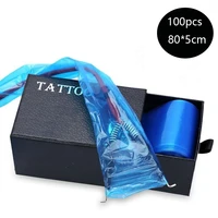 100pcs 805cm disposable tattoo machine clip cord sleeves safety medical blue plastic covers bags professional tattoo accessory