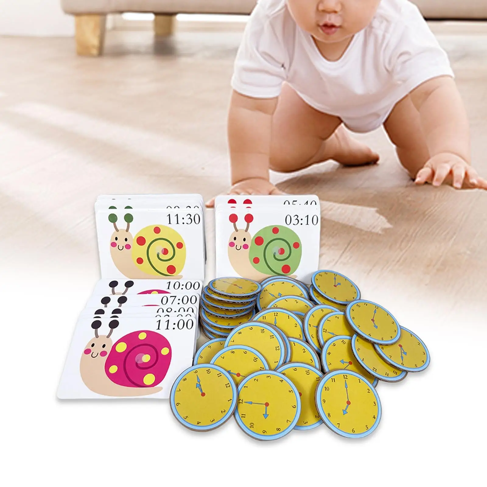 

Children Montessori Teaching Clock Cards Early Learning Educational Toy Early Educational Playset Boys Girls Gift Toys Colorful