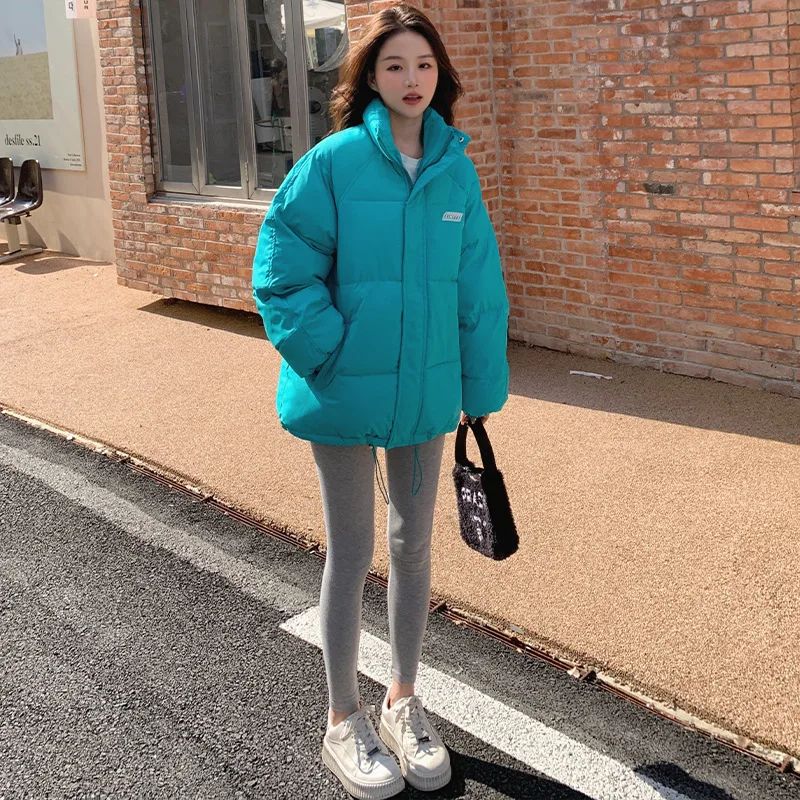 Autumn and Winter 2022 New Down Cotton-Padded Jacket for Female Students Short Bread Jacket Klein Blue Loose Cotton-Padded Coat