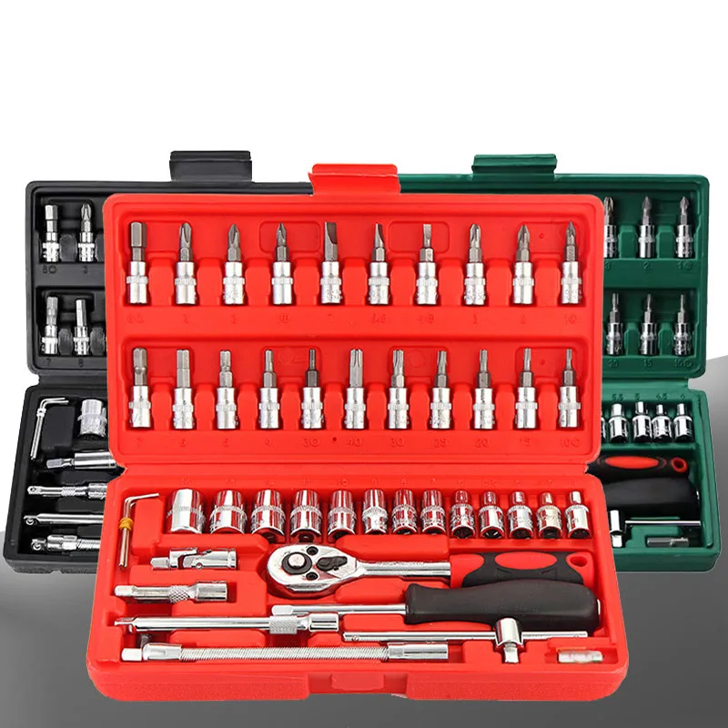 

40/46 Piece Sleeve Set Auto Repair Sleeve Set Socket Wrench Car Kit Machine Repair Telecommunication Tool Set