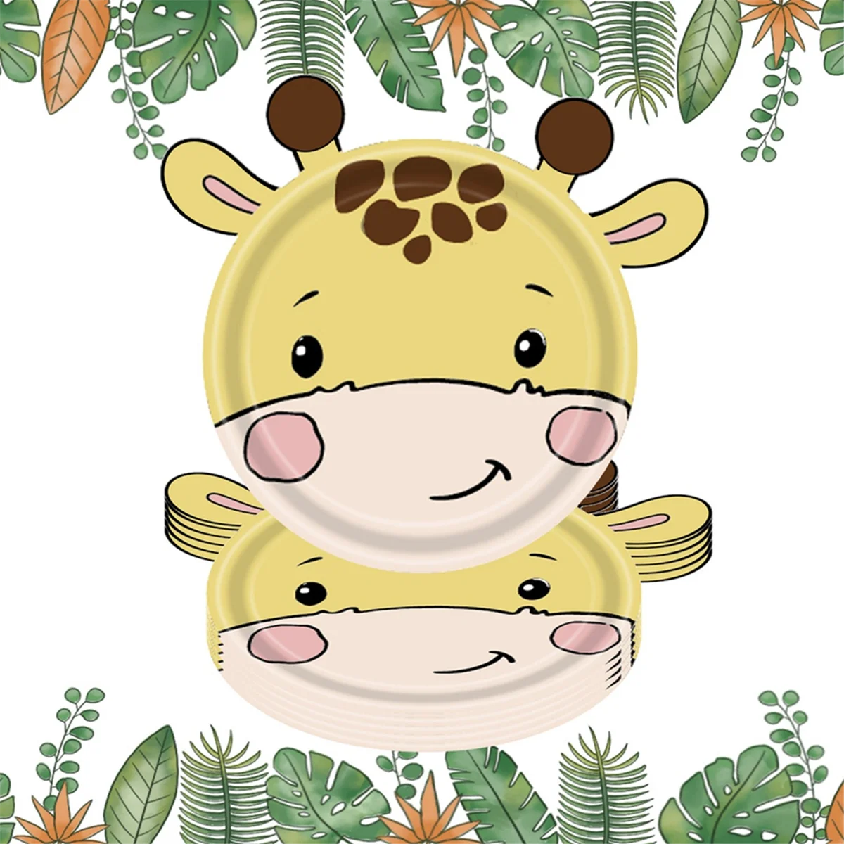 Бумажные тарелки с животными джунглей одноразовые набор столовых приборов для