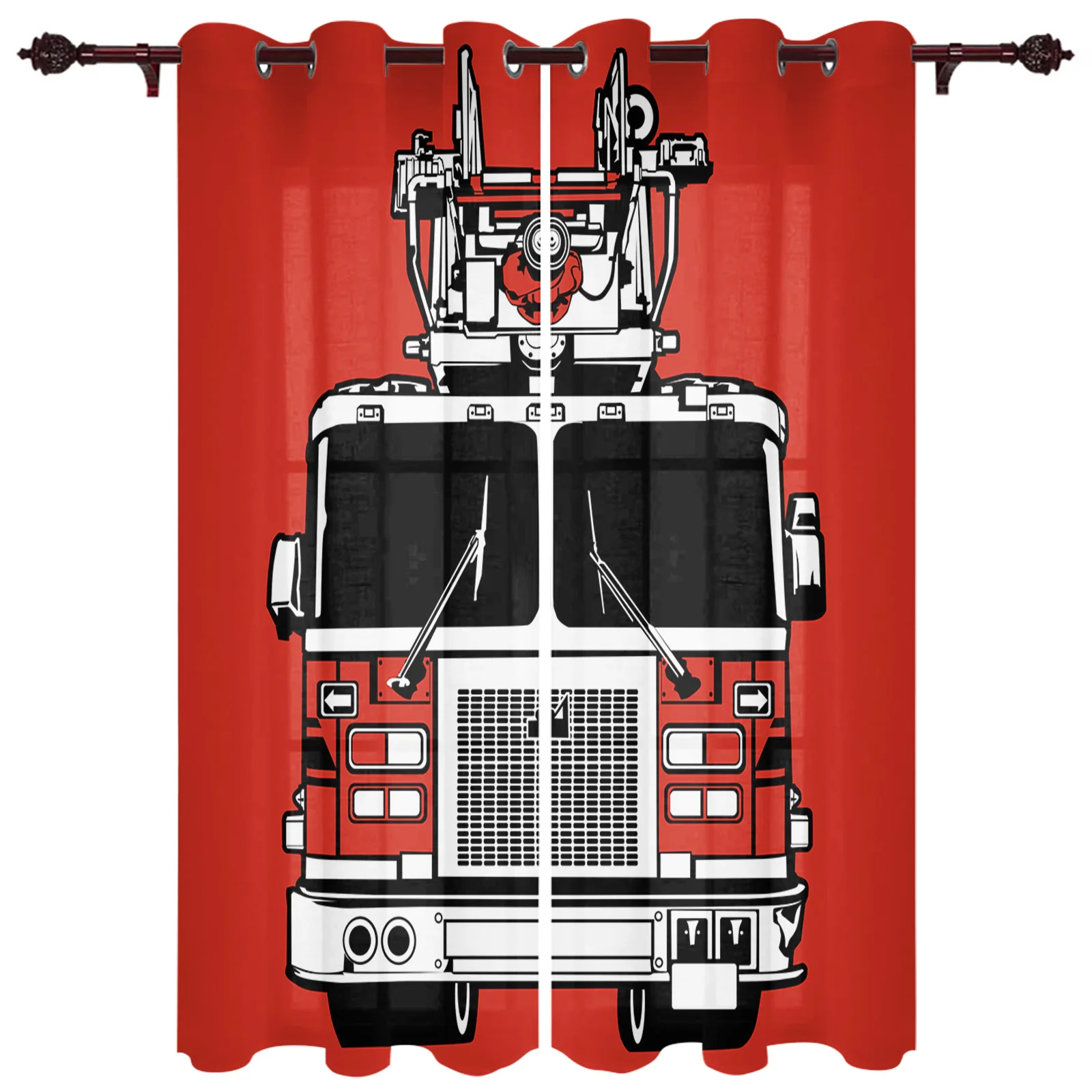 Огненный двигатель красные Мультяшные шторы для спальни гостиной занавески