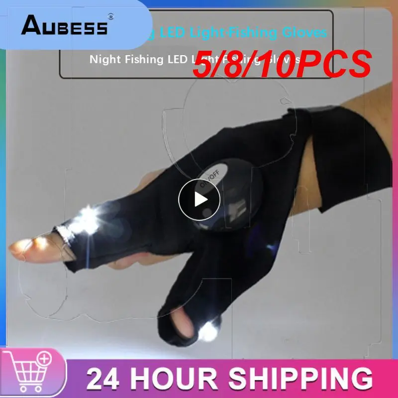 

5/8/10PCS Durable Lighting Fishing Gloves Waterproof Glowing Gloves Left Right Fingerless Gloves Led Fishing Gloves