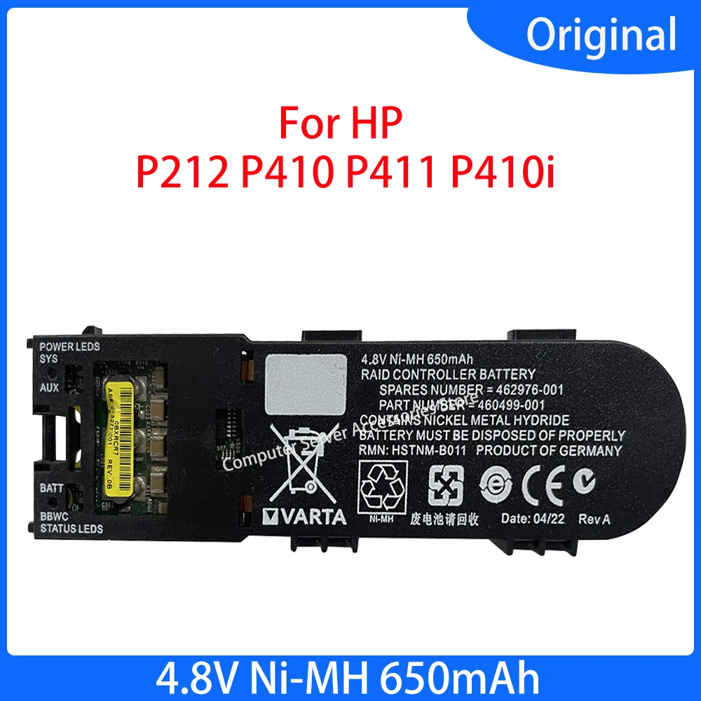 

Original 4.8V Ni-MH 650mAh Battery for HP P212 P410 P411 P410i Server Array Card Battery 462976-001 460499-001 HSTNM-B01
