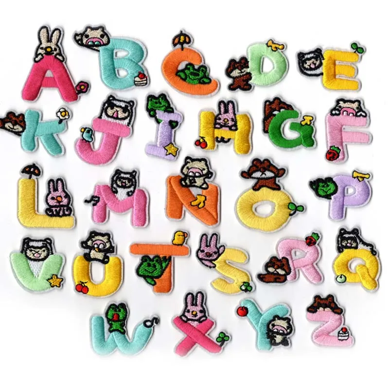 

Cartoon Color Cute 26 Alphabet Letter English Language Applique Sew On Iron on Patch Kid's Baby Embroidery Admission