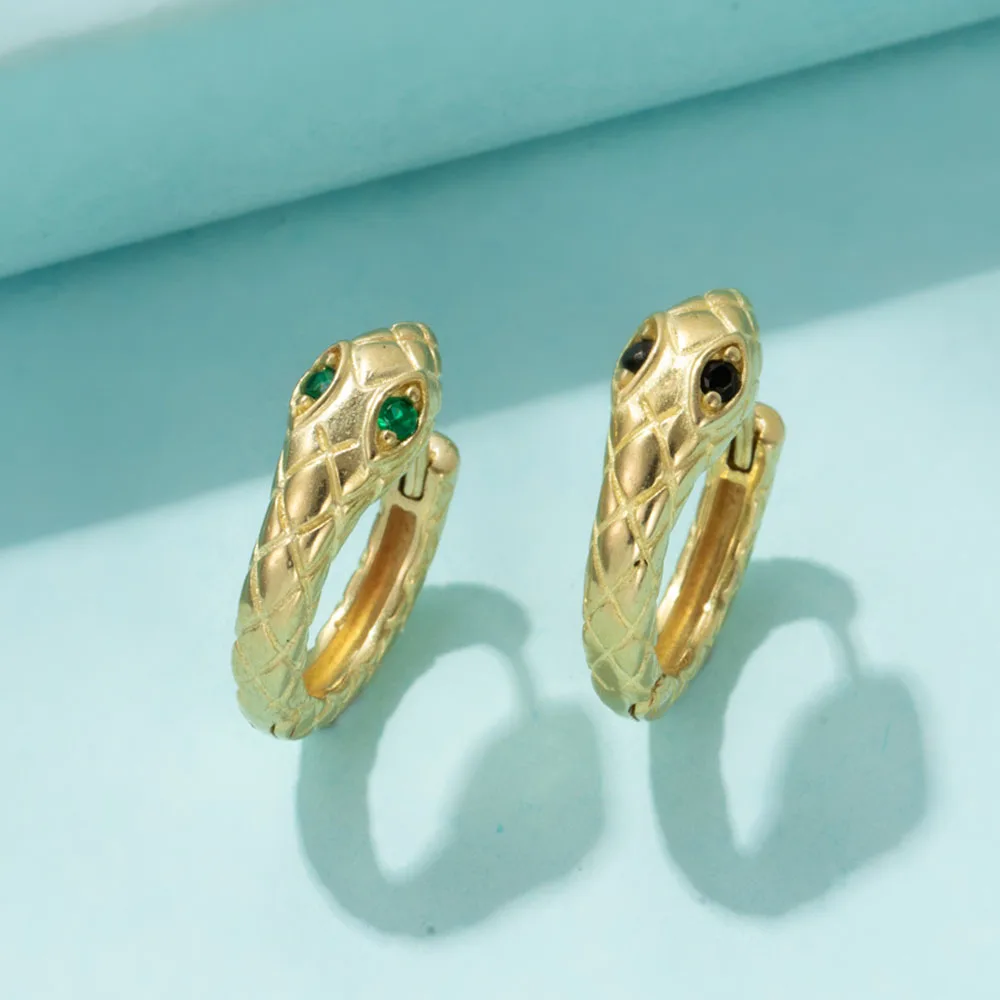 

Gold Punk Vintage Snake Shaped Hoop Earrings For Women Fashion Simple Zircon Animal Hoop Earrings Charming Girls Jewelry Gifts