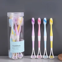 adult soft bristle toothbrush 8 barreled clean macarone toothbrush with tongue coating scraping function