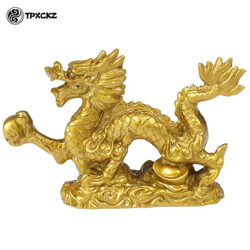 1Pc Good Lucky Golden Dragon Chinese Zodiac Twelve Statue Gold Dragon Statue Animals Sculpture Figurines Desktop Decoration images - 6
