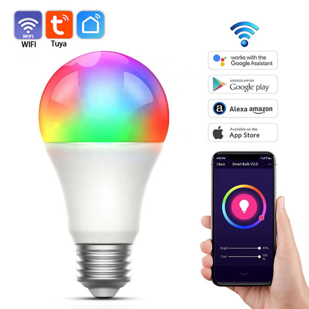 

Светодиодная лампа E27 с RGB-подсветкой, 9 Вт, 220 В