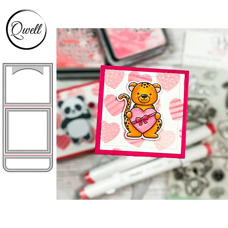

QWELL Metal Cutting Dies Sweet Note Stitched Square Frame Dies for DIY Crafting Paper Cards Scrapbooking Project 2023 New
