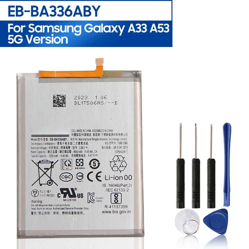 

Replacement Battery EB-BA336ABY For Samsung Galaxy A53 5G SM-A5360 A5360 SM-A536B/DS A33 5G SM-A3360 SM-A336B/DS 5000mAh