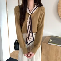 fashion women sweaters korean slim knit sweater long sleeve tie pullover sweater female jumpers