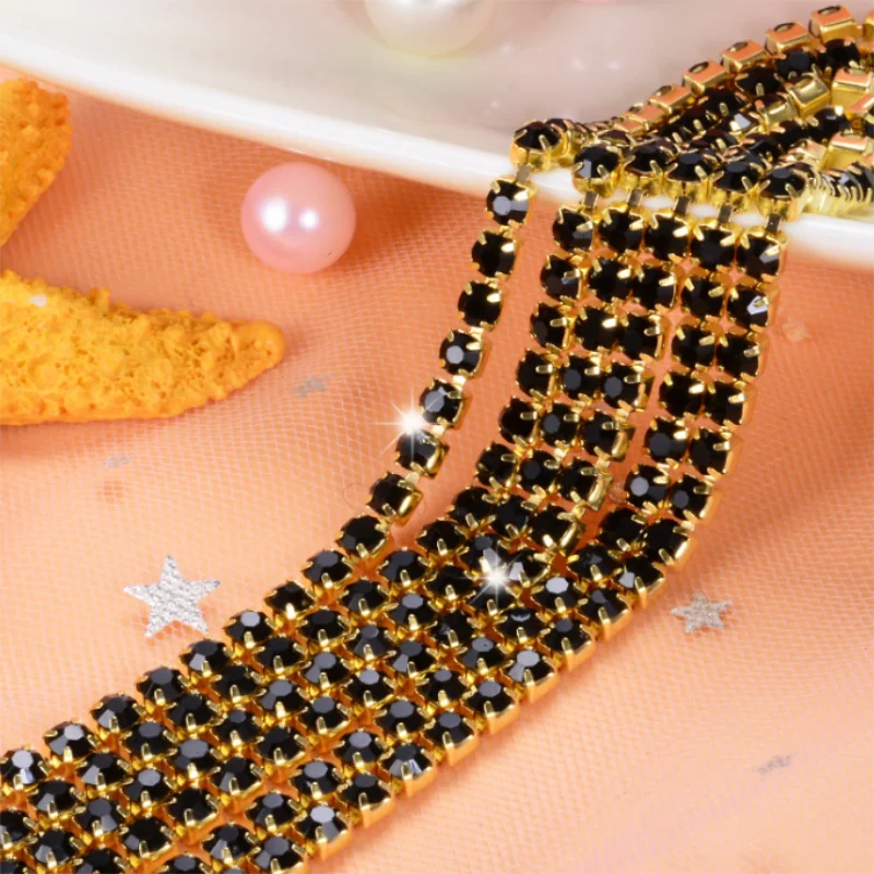 

Черный цвет, 10 ярдов, «сделай сам», искусственная цепь, плотное Шитье с Золотым дном, для украшения одежды