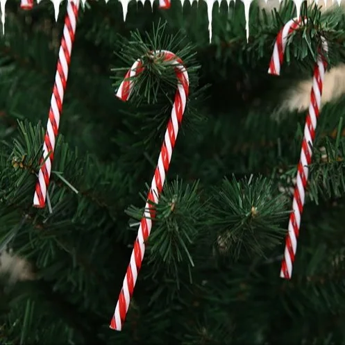 

6pcs for sake Decoration Supplies Christmas Tree Pendant Christmas Candy Cane Red and White Cane Scene