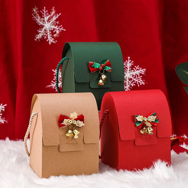 

10Pcs Creative Christmas Gift Package Box Christmas Eve Apple Fruit Box Folding Candy Box Merry Christmas Party Suppiles