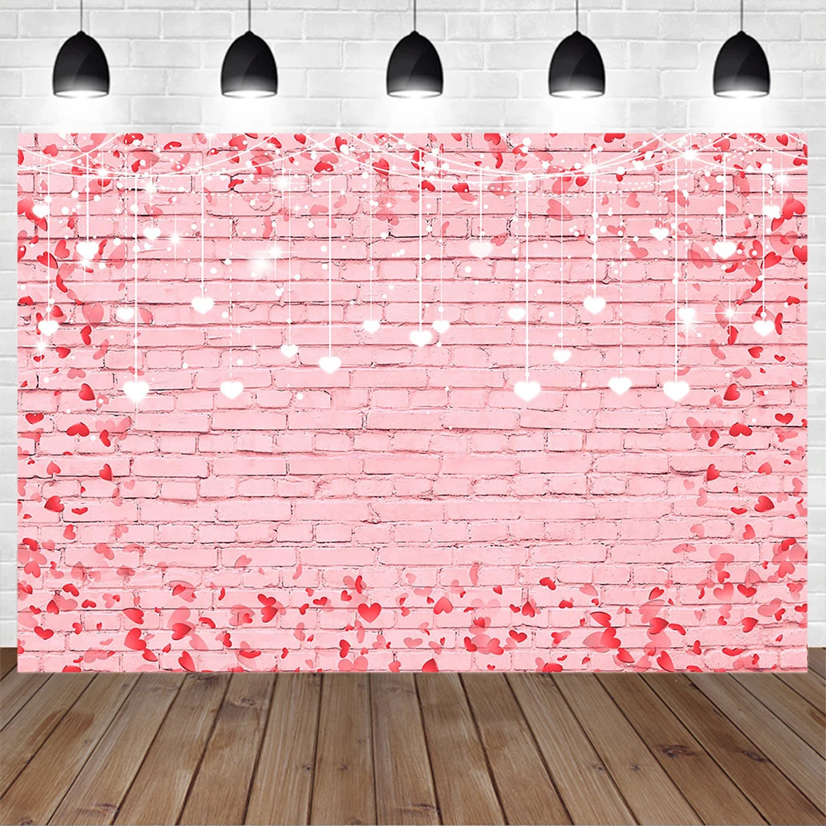

Retro Pink Love Brick Wall Decoration Photography Background Valentine's Day Wedding Birthday Party Backdrop Adult Girl Photo