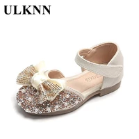 summer party single shoes for kids girls children bow rhinestones princess sandals soft baby pink wedding girls leather shoe new