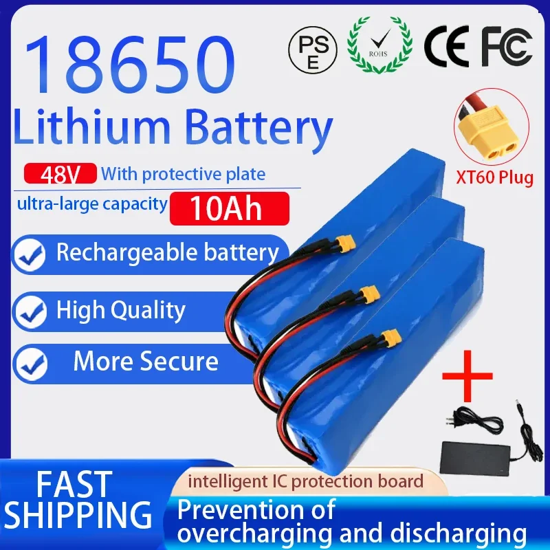 

Аккумуляторная батарея для электрического велосипеда, 48 В, 20 Ач, 18650 литиевых аккумуляторов 13S4P для велосипеда, скутера, инвалидной коляски с зарядным устройством