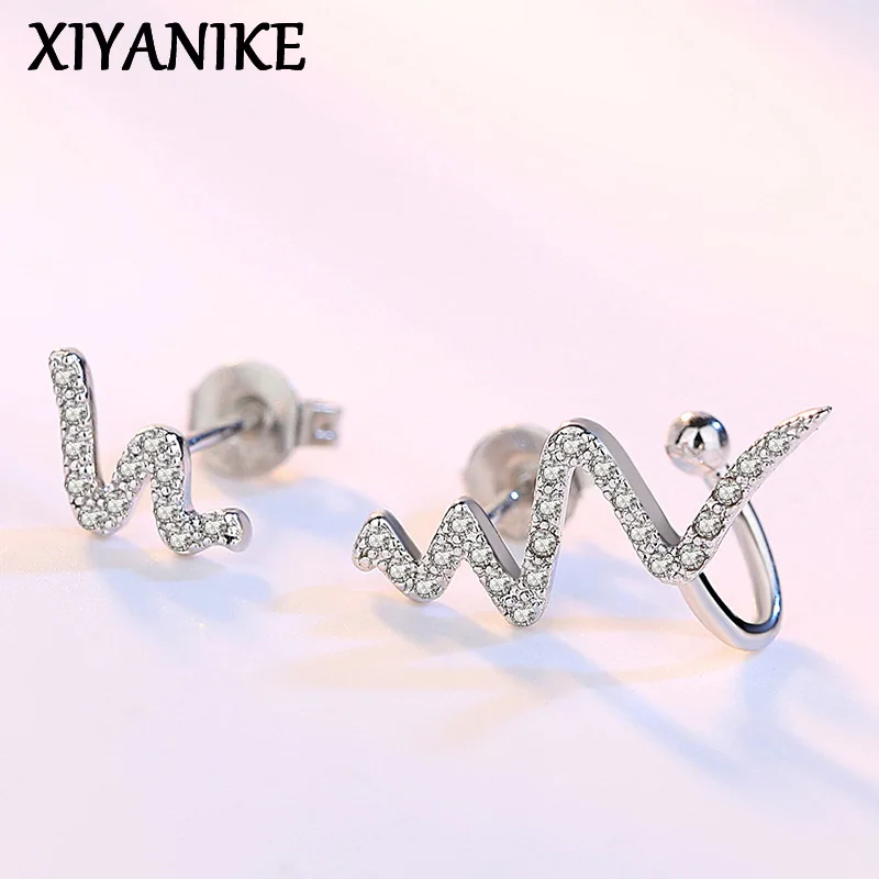 

XIYANIKE Sweet Zircon Lightning Ear Stud Earrings For Women Girl Fashion New Piercing Jewelry Lady Gift Party Birthday сережки