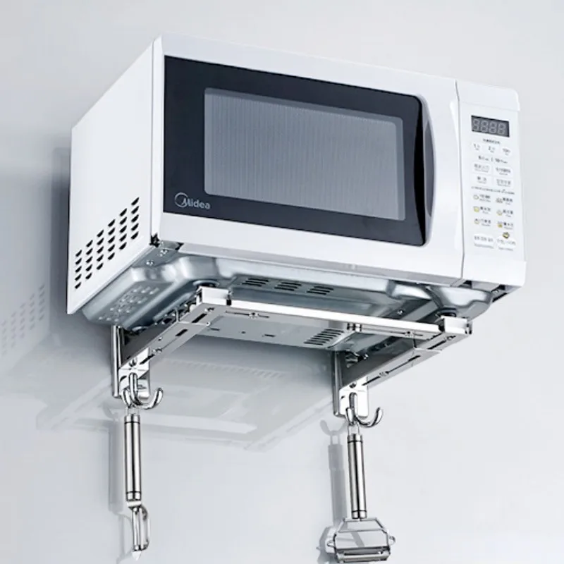 

Wall Mounted Kitchen Novel Kitchen Accessories Microwave Oven Rack 304 Stainless Steel Telescopic Support Storage Organization