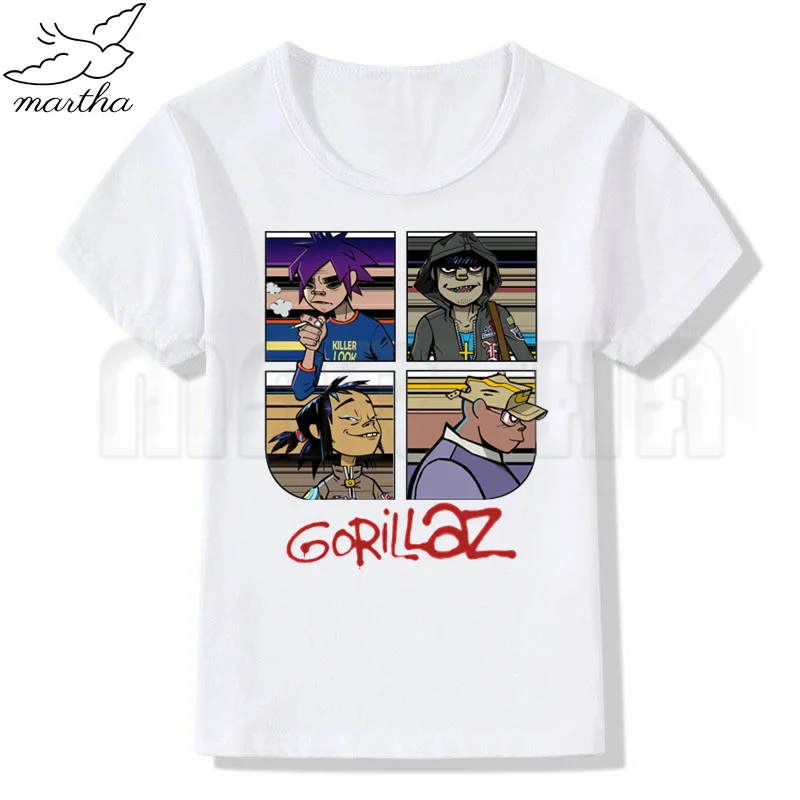 Gorillaz Funny Boys T-shirt Kids Cartoon Summer Short Sleeve Children White Tops Baby Toddler Girl Fall Clothes,Drop Ship