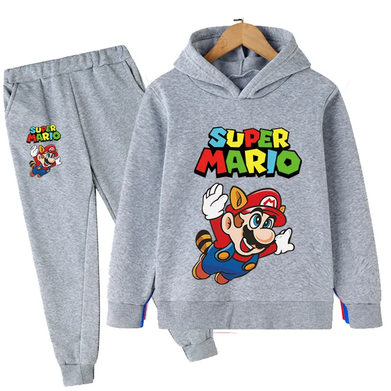 

Детская одежда в стиле Super mario, толстовки с капюшоном и штаны, одежда для мальчиков и девочек, худи в стиле Марио, одежда для подростков, осенн...