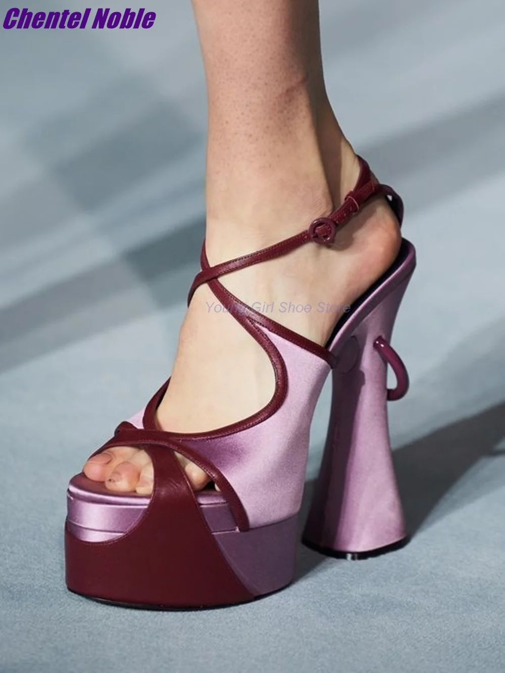 Босоножки женские асимметричные босоножки на платформе винные туфли с круглым