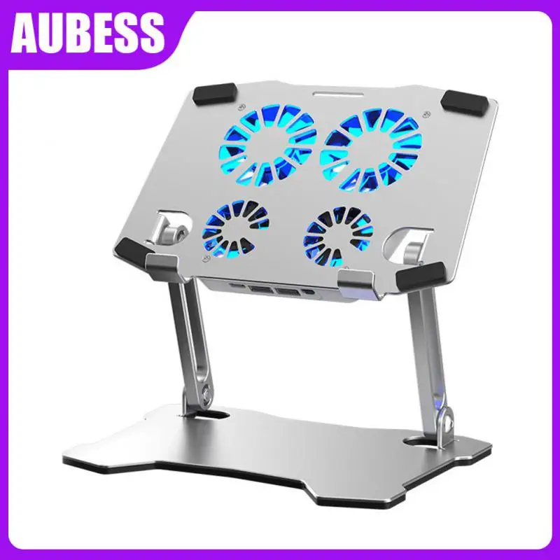 

Ergonomic Laptop Holder Portable Laptop Stand Dual Fan Cooling Bracket Support Adjustable For Macbook Aluminum Alloy Base For Pc