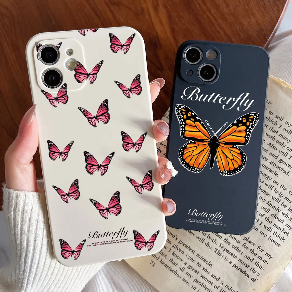 

Butterfly Aesthetic Silicone Soft Phone Case for IPhone 7 8 Plus X S MAX XR Back Cover for Iphone 11 12 13 14 Pro Max Mini Shell