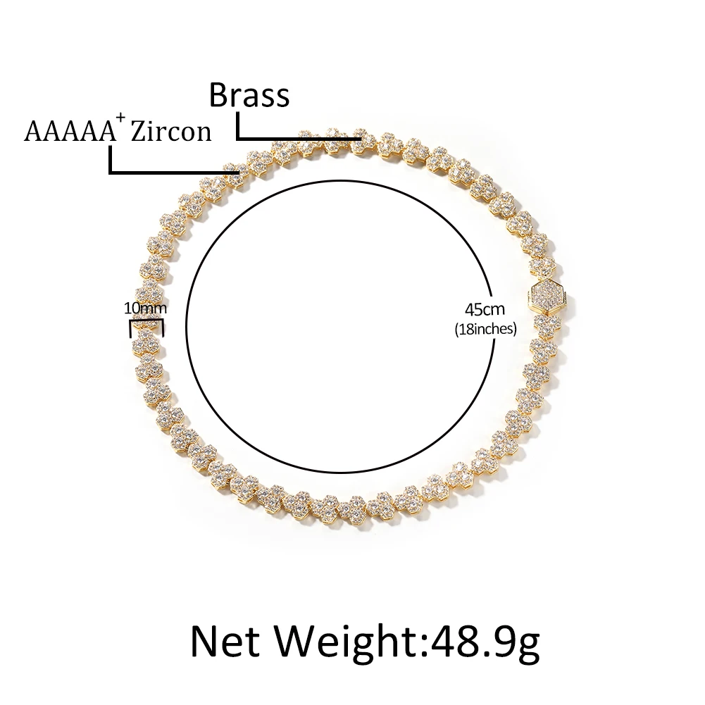 Ожерелье UWIN с сотовой цепью 10 мм роскошное украшение инкрустацией фианитами