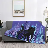 The Ferns Black Cat Blanket Flannel Printed Kitty Multifunction Super Warm Throw Blanket for Bedding Couch Bedding Throws