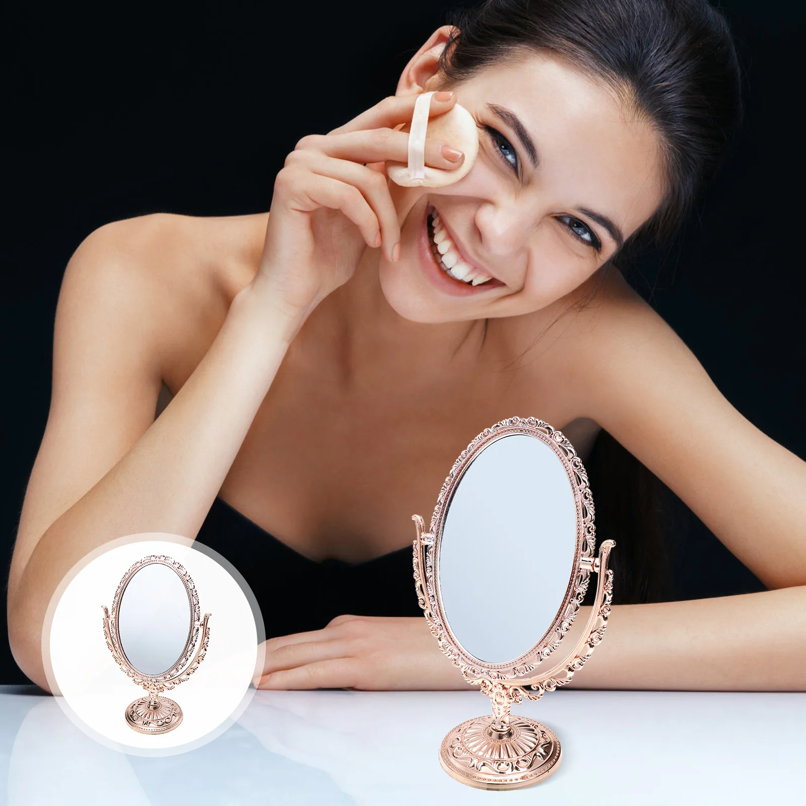 

Зеркало для туалетного столика, настольное зеркало, овальные зеркала, полка, женское зеркало для макияжа, стекло, простое зеркало, портативное туалетное зеркало Miss