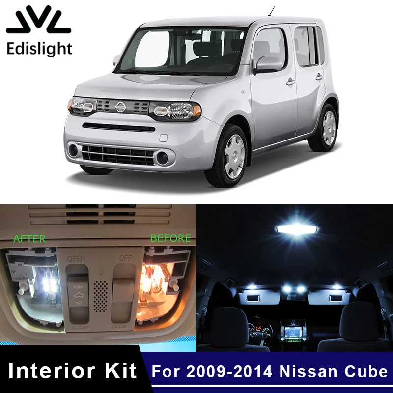 

10Pcs White Ice Blue LED Lamp Car Bulbs Interior Package Kit For 2009-2014 Nissan Cube Map Dome Trunk Plate Light