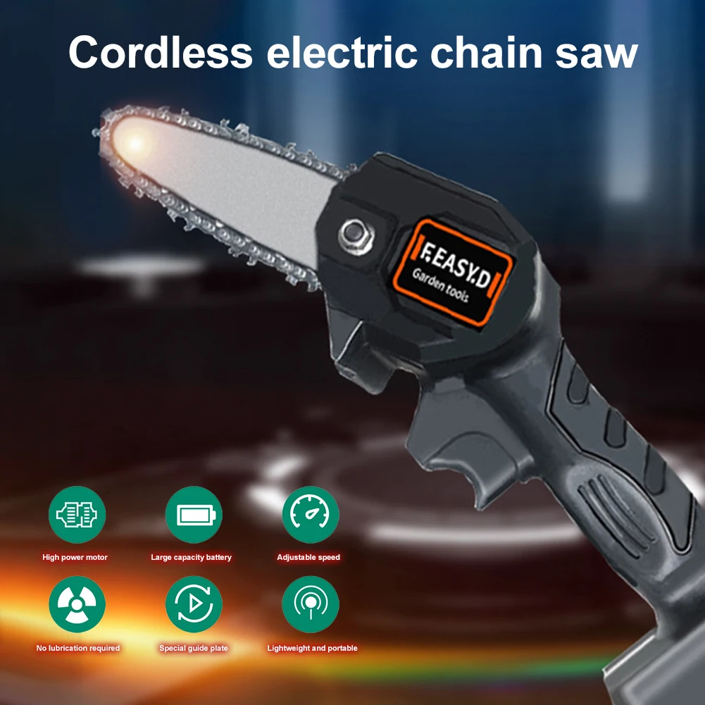 

New 24V Mini Electric Chain Saw Portable Rechargeable One-Hand Lightweight Cordless Electric Pruning Saw Wood Cutter