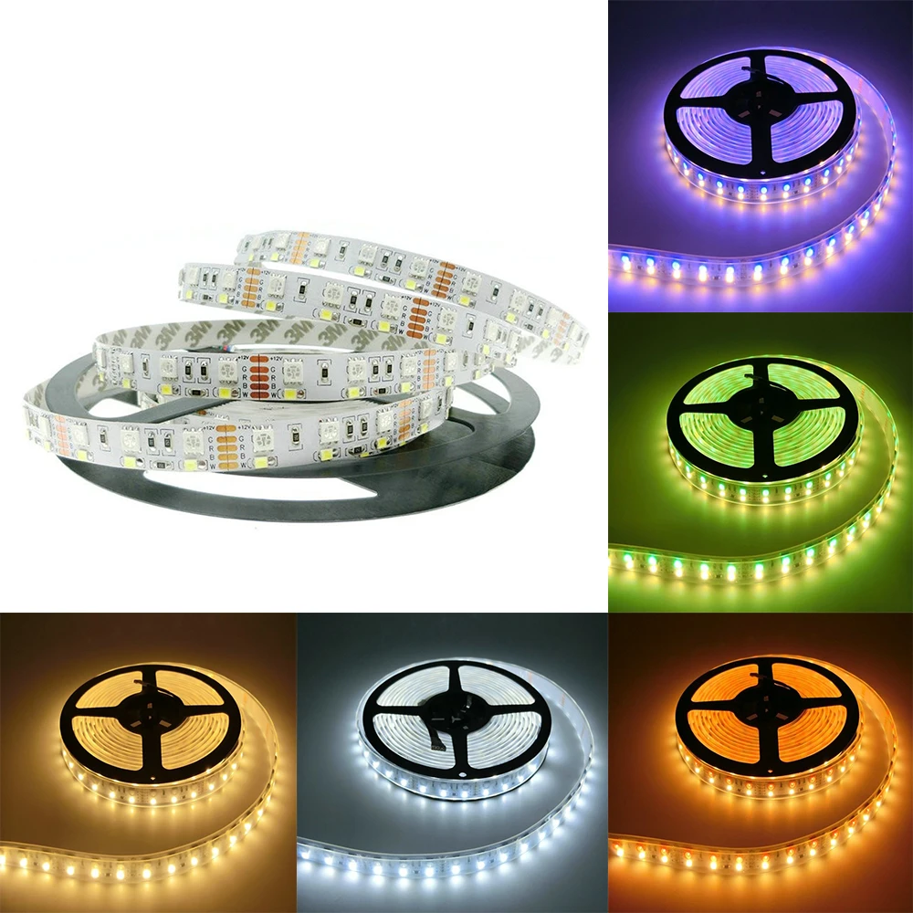 Светодиодная лента RGB, гибкая двухрядная, 5 м, 5050 дюйма, 12 в пост. Тока, 1 шт.