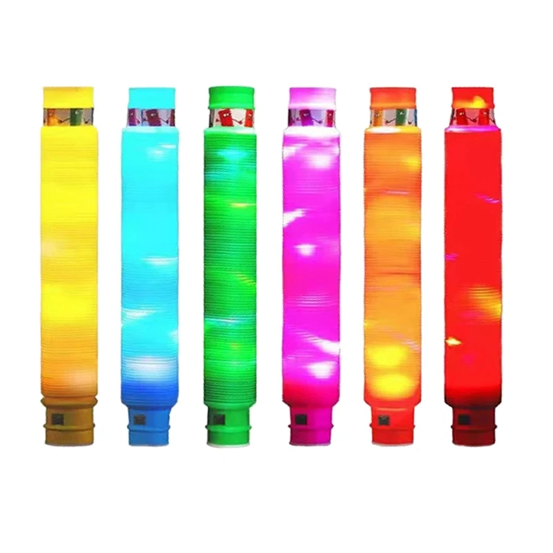 

6 PCS LED Flash Tubes Sensory Toy For Adult Fidget Stress Relieve Toys Kid Autism Anti Stress Children Squeeze Toy