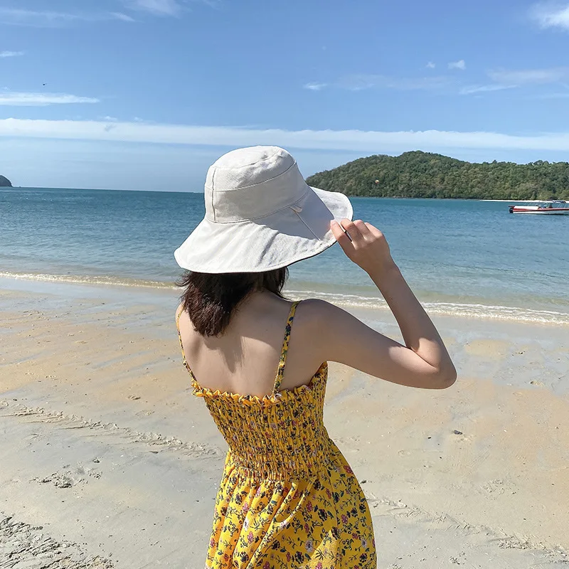 

Lady Outdoor Travel Reversible Bucket Hat Women Cotton Fisherman Cap Fashion Girl Casual Bob Panama Hat Wide Brim Sun Beach Hat