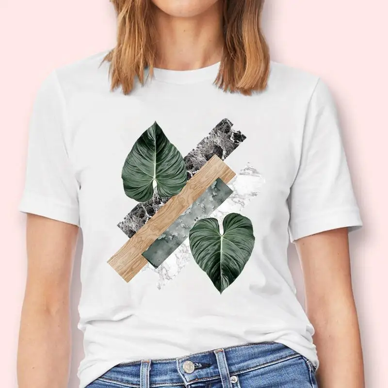 

Women Ladies Casual Plant 2021 Kawaii Fashion Graphic Female Short Sleeve Tops Tees Tshirt T-Shirt Lady Cartoon Print Clothes