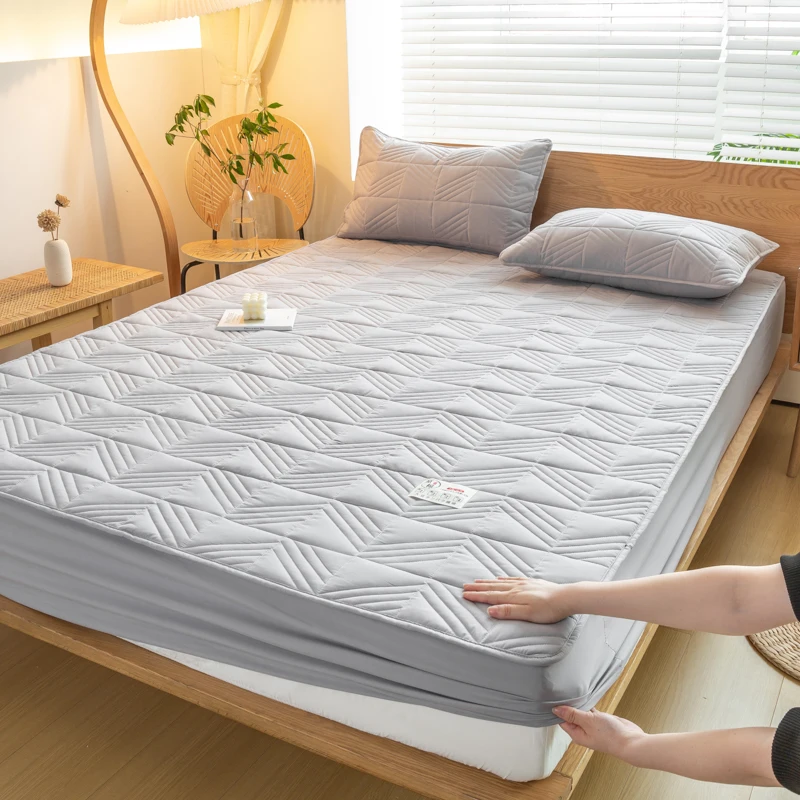 

1piece Thick Quilted sheets for bed Elastic Fitted Sheet Soft Breathable Mattress Cover Multi Size sheet(Need Order Pillowcases)