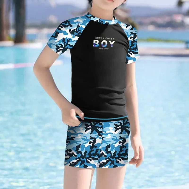 Детские спортивные Купальники для мальчиков из 2 предметов пляжная одежда