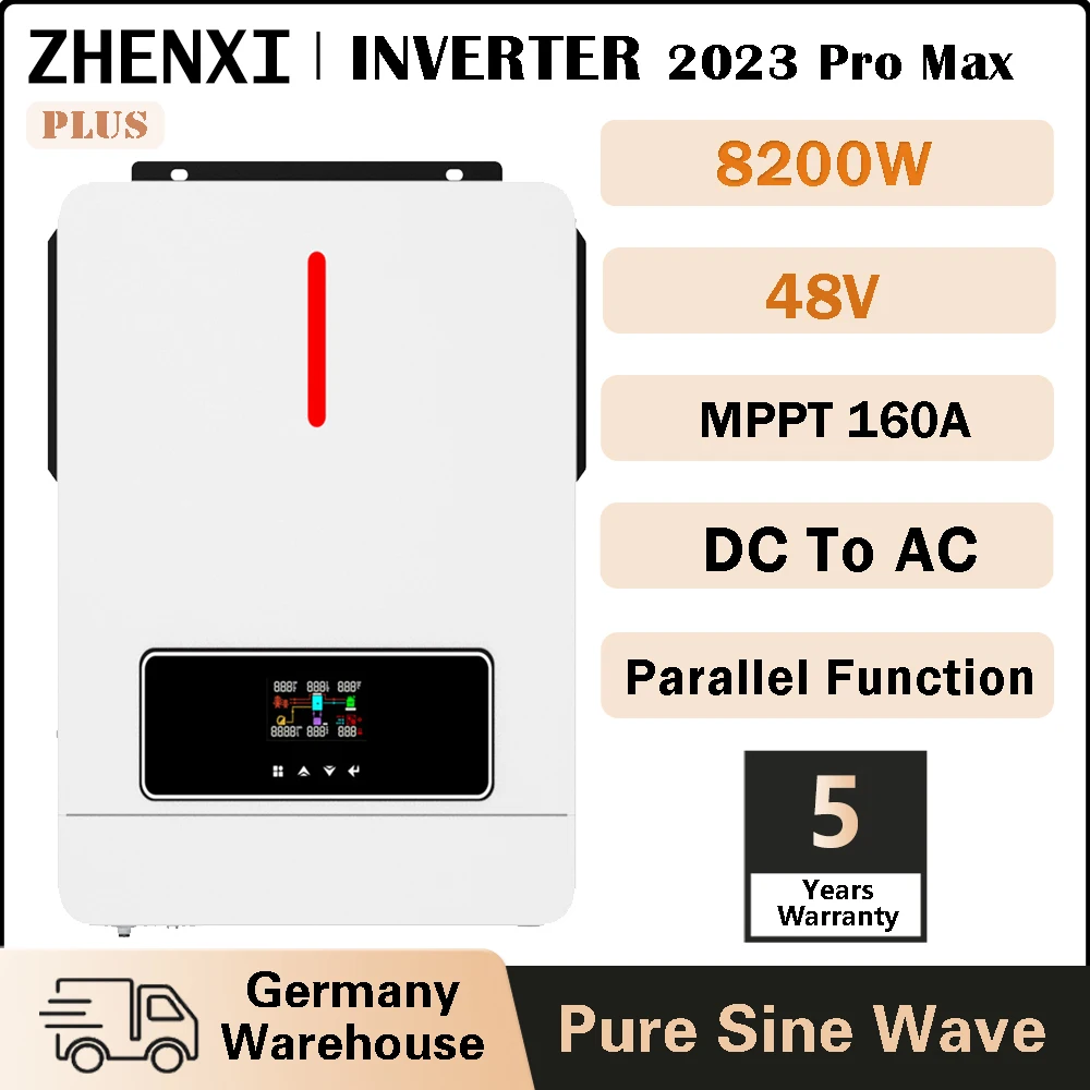 

ZHENXI 8.2KW Hybrid Solar Inverter 48V 220V Dual Output PV 500VDC MPPT 160A Solar Charger ON OFF Grid Inverter 8200W With Wifi