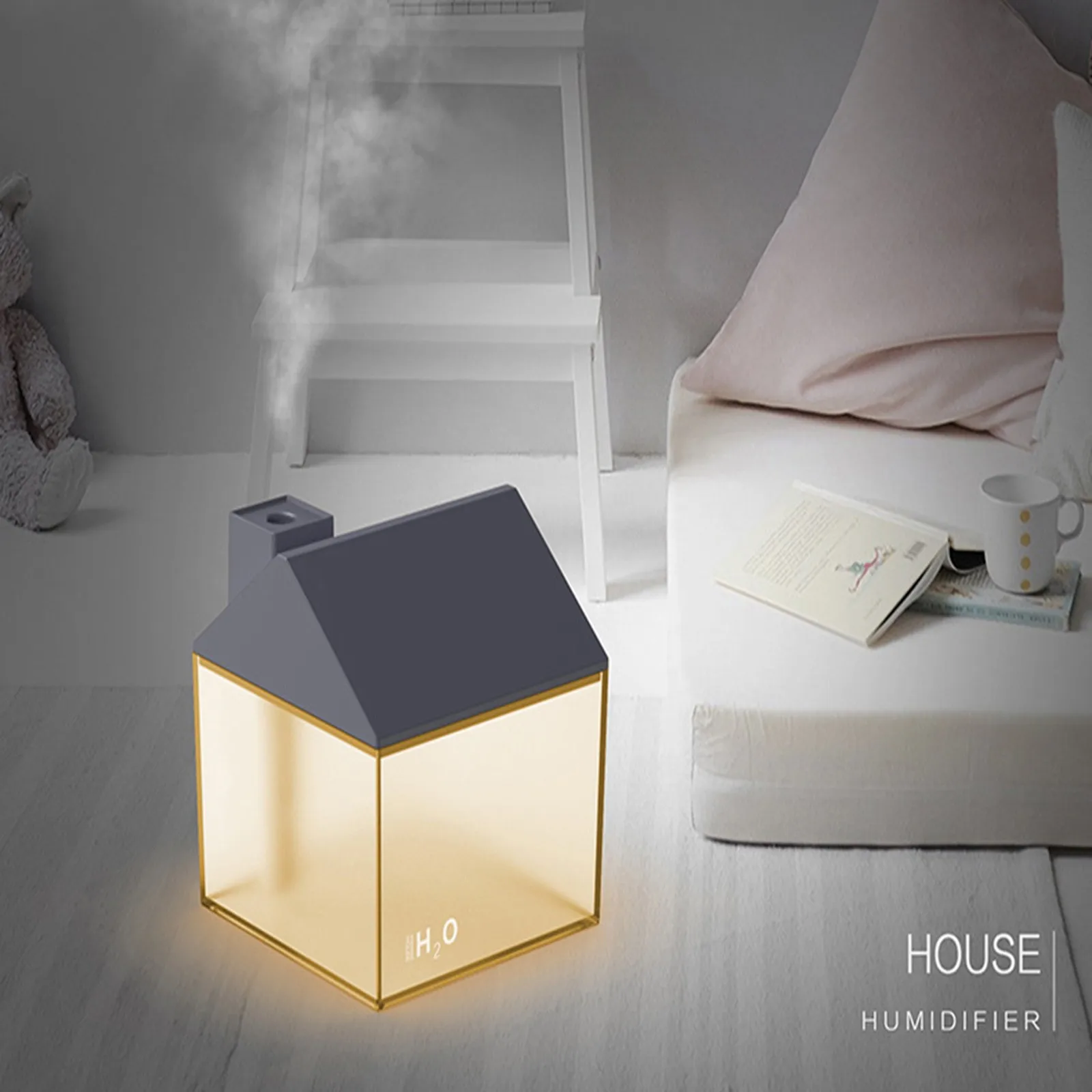 

House Shape Humidifier USB Humidifier Humidifie With Light Home And Car Use Moisturizing Air Improvement